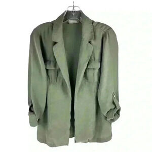 Chico’s Women's Army Green Mid-Length Lightweight Shacket Blazer Jacket Small